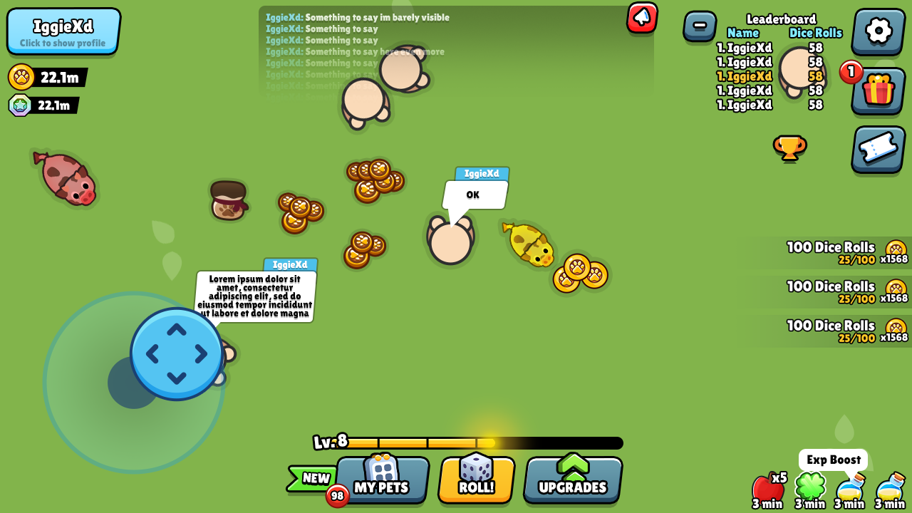 DicePals interface