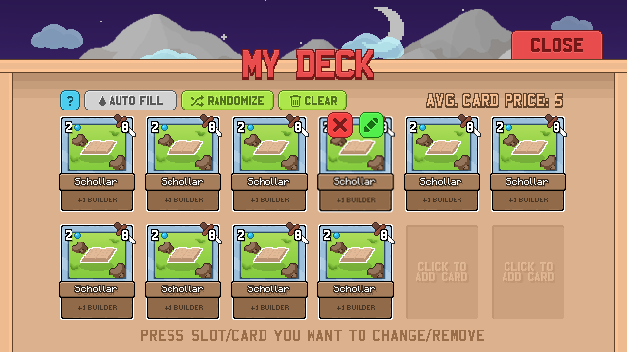 Pixel Card Deck Menu